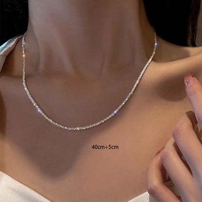 Silver Color Sparkling Necklace for Women Trendy Clavicle Chain Choker Girls Korean Wedding Party Jewelry Accessories